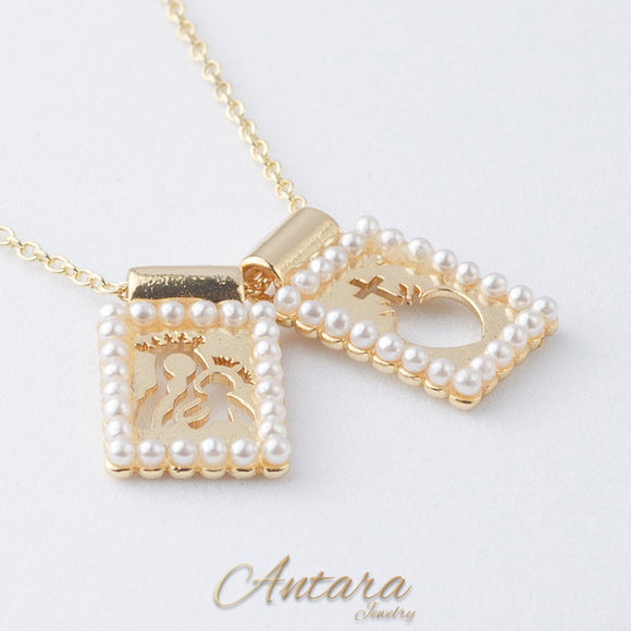 Collar Escapulario de perlas cultivadas