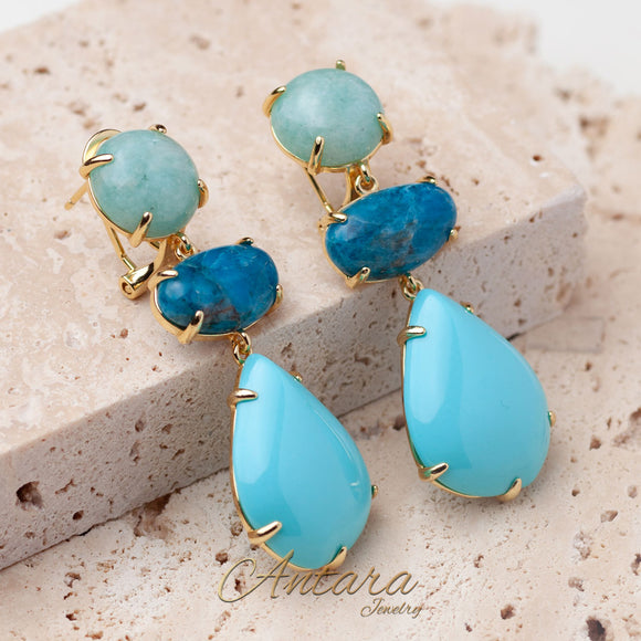 Aretes largos turqueza