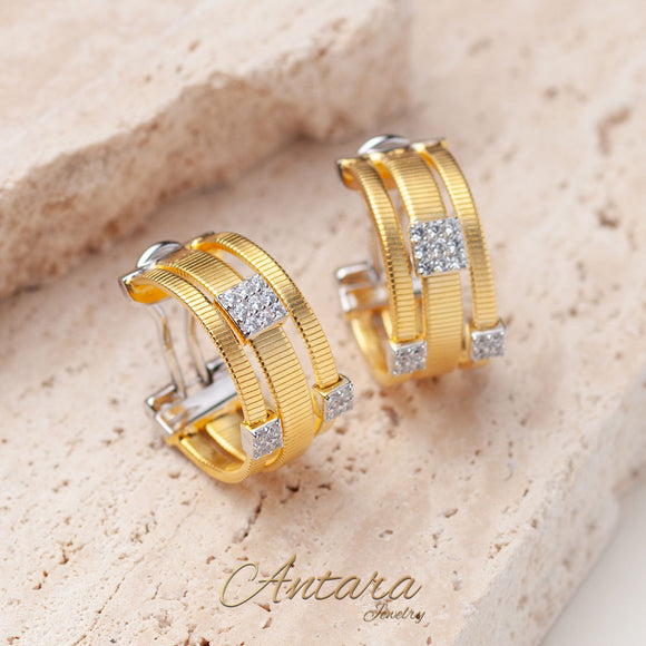 Aretes argollas mate con cristales