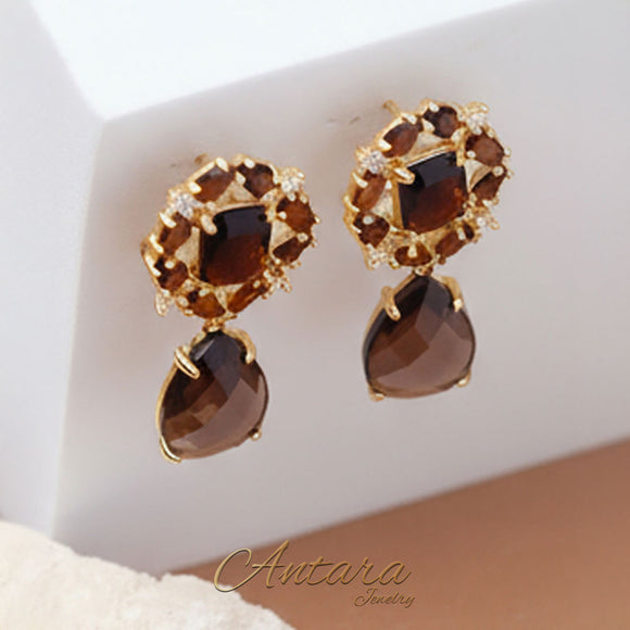 Aretes de cristal smoky