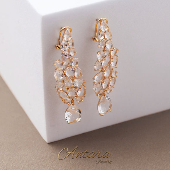 Aretes largos cristales topacios