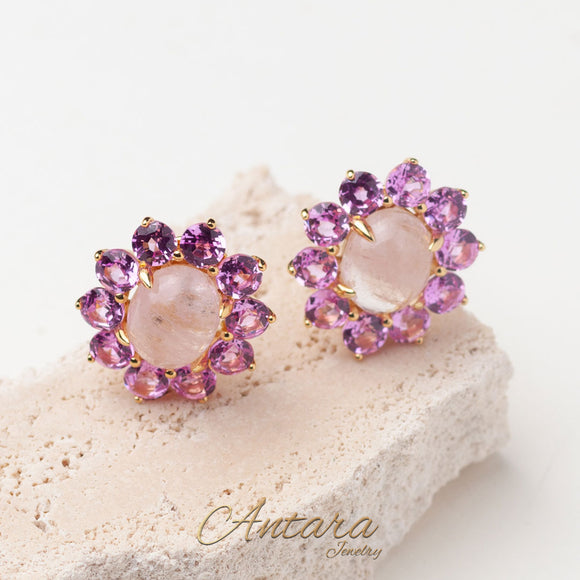 Aretes de cristal morganita