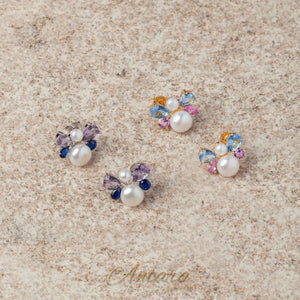 Aretes perla y cristal