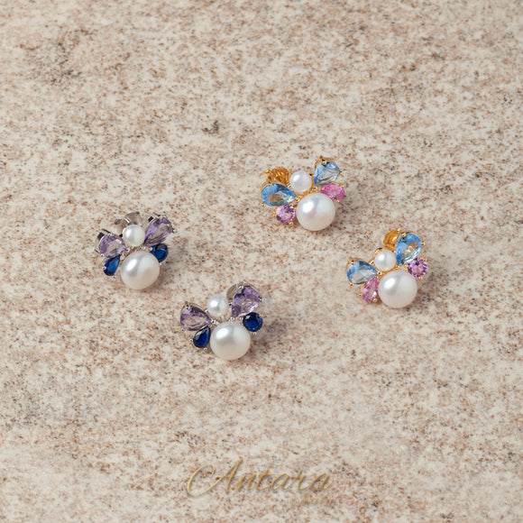 Aretes perla y cristal