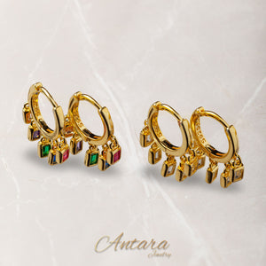 Aretes hoop cristales colgantes