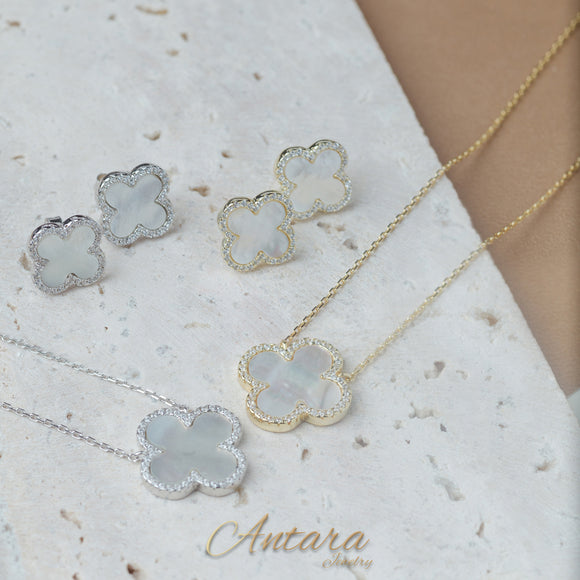 Set de concha nácar con cristales