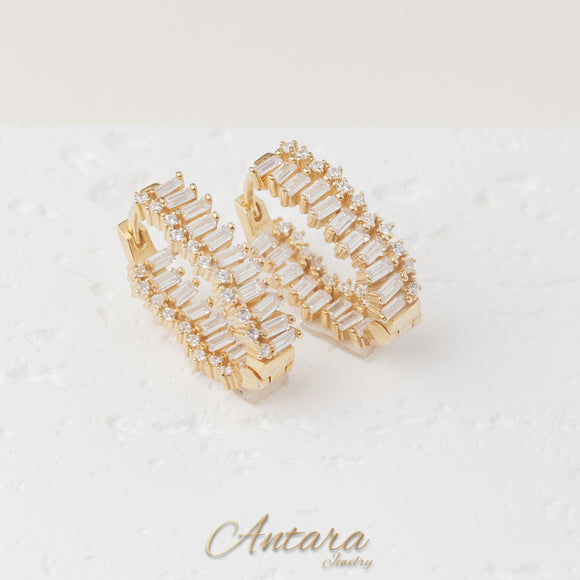 Aretes argollas de cristales baguete
