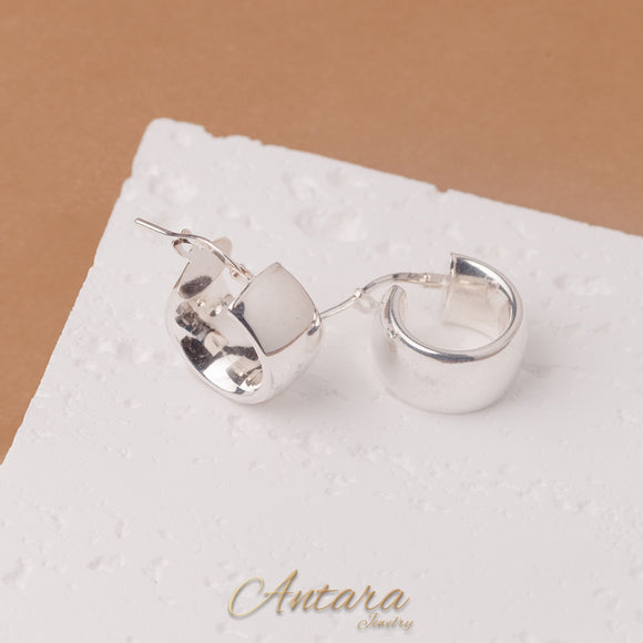 Aretes argollas lisas plateadas