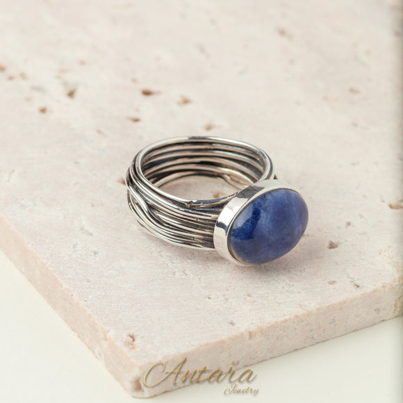 Anillo cristal lapizlazuli