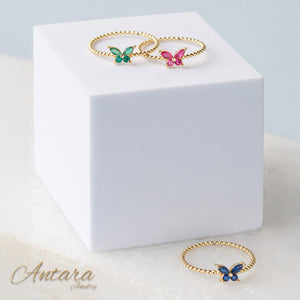 Anillo de cristales mariposa
