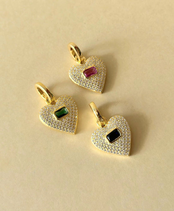 Dije corazón micro pave y cristales