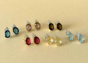 Aretes de plata y cristal de colores