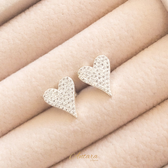 Aretes micro circonias corazón