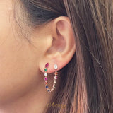 Aretes colgantes para 2 hoyos multicolor