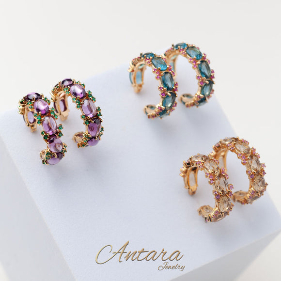 Aretes argollas de cristales