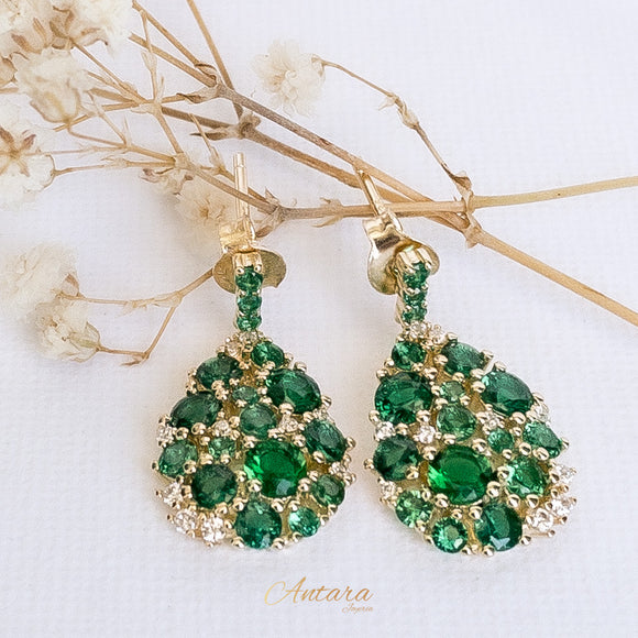 Aretes colgantes multiples cristales verdes