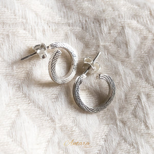 Aretes argollas espiral Plata Peruana