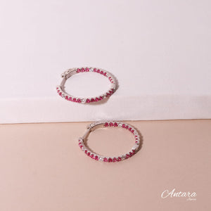 Aretes  plata 925 con cristales magenta