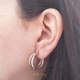 Aretes argollas dobles Plata Peruana