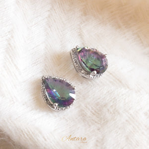 Aretes gota morado tornasol