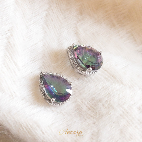 Aretes gota morado tornasol