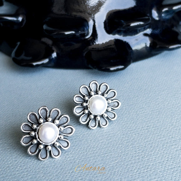 Aretes Flor Plata Peruana 950