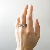 Anillo ajustable doble flor