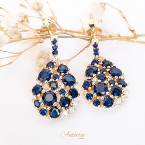 Aretes colgantes  cristales azules