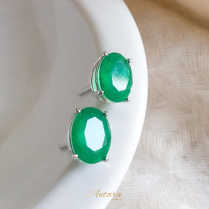 Aretes huggies cristal verde